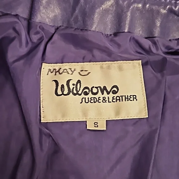 WILSON'S LEATHER Purple bomber biker moto jacket pockets lined  great color! - Picture 14 of 16